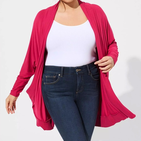 Torrid Super Soft Hot Pink Cardigan Dolman Sleeve Open Front Size 2X - Picture 1 of 4